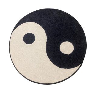 Custom made Ying Yang rug brand new black & white circle rug  area Y2K 90s